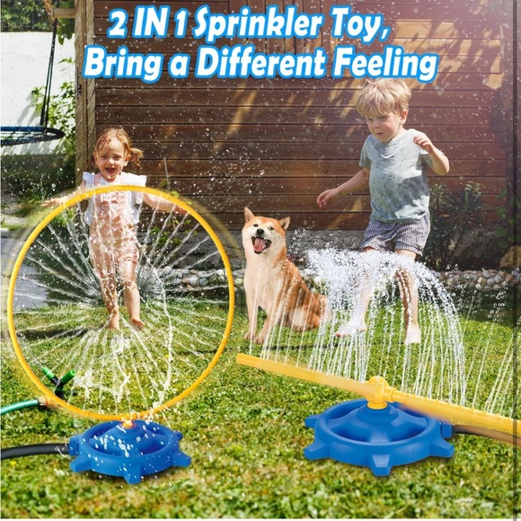 Kids Waterπ¦2 in 1 Sprinklersπ¦Toy w Circle & Crossbar Rotating Sprayπ¦Nozzles - Picture 6 of 8